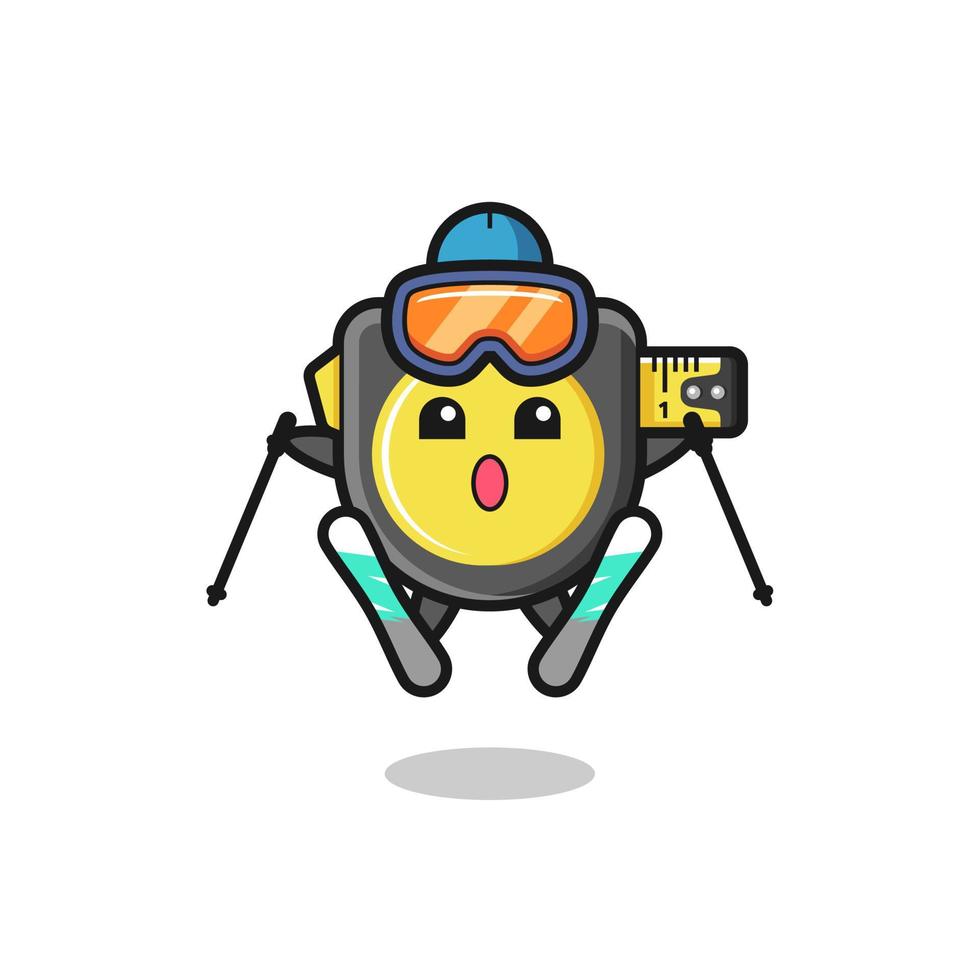 tape measure mascot character as a ski player vector