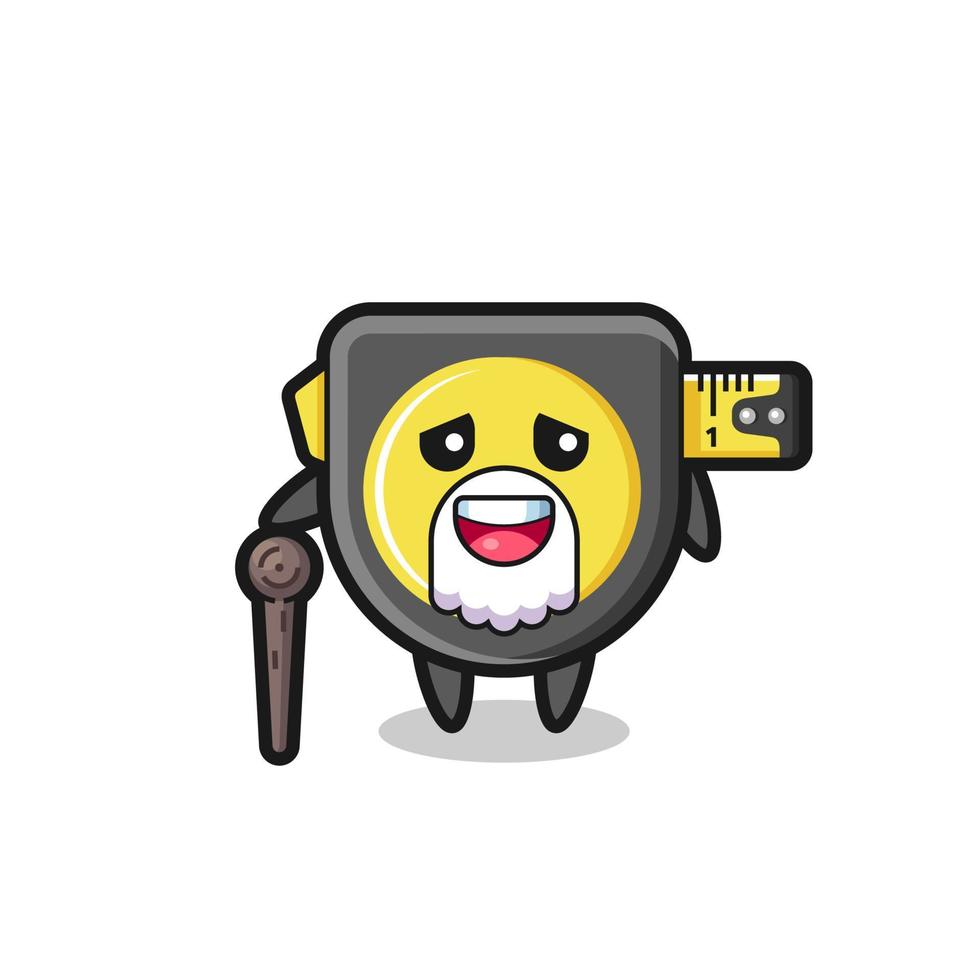 cute tape measure grandpa is holding a stick vector