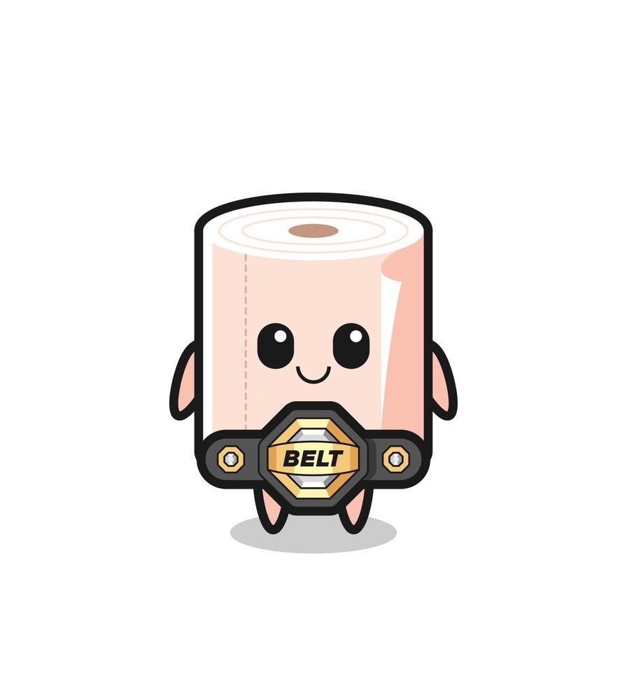 the MMA fighter tissue roll mascot with a belt vector