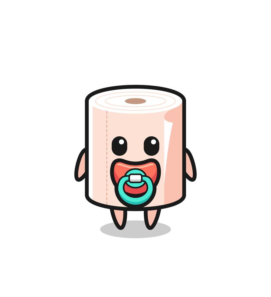baby tissue roll cartoon character with pacifier vector