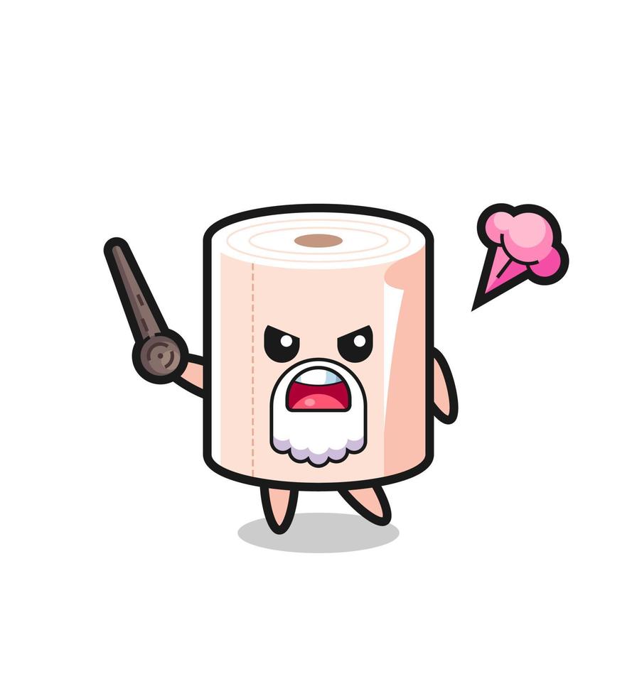 cute tissue roll grandpa is getting angry vector
