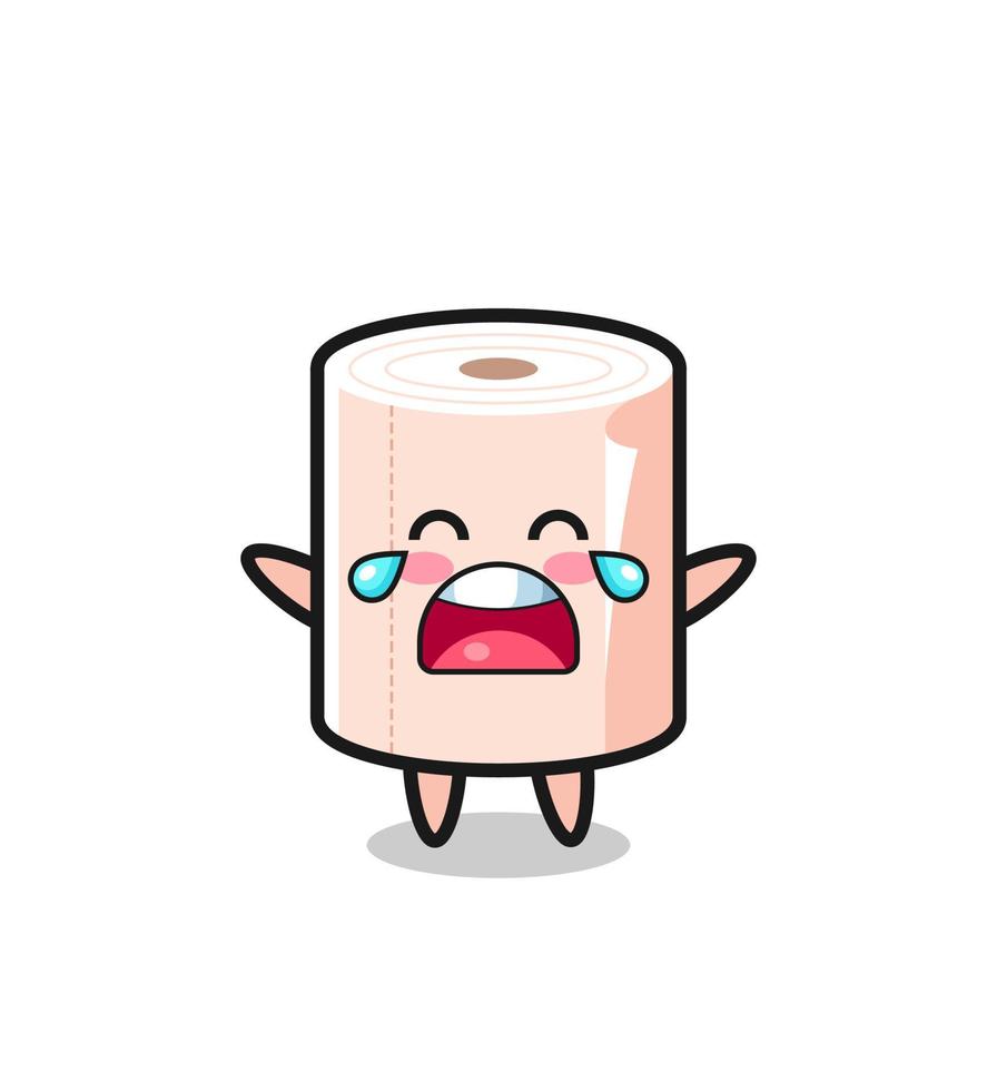 the illustration of crying tissue roll cute baby vector