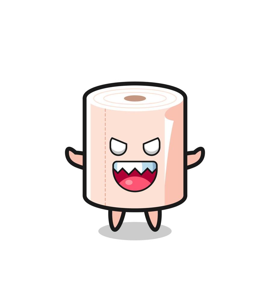 illustration of evil tissue roll mascot character vector