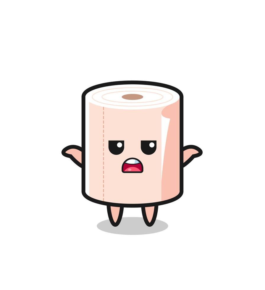 tissue roll mascot character saying I do not know vector