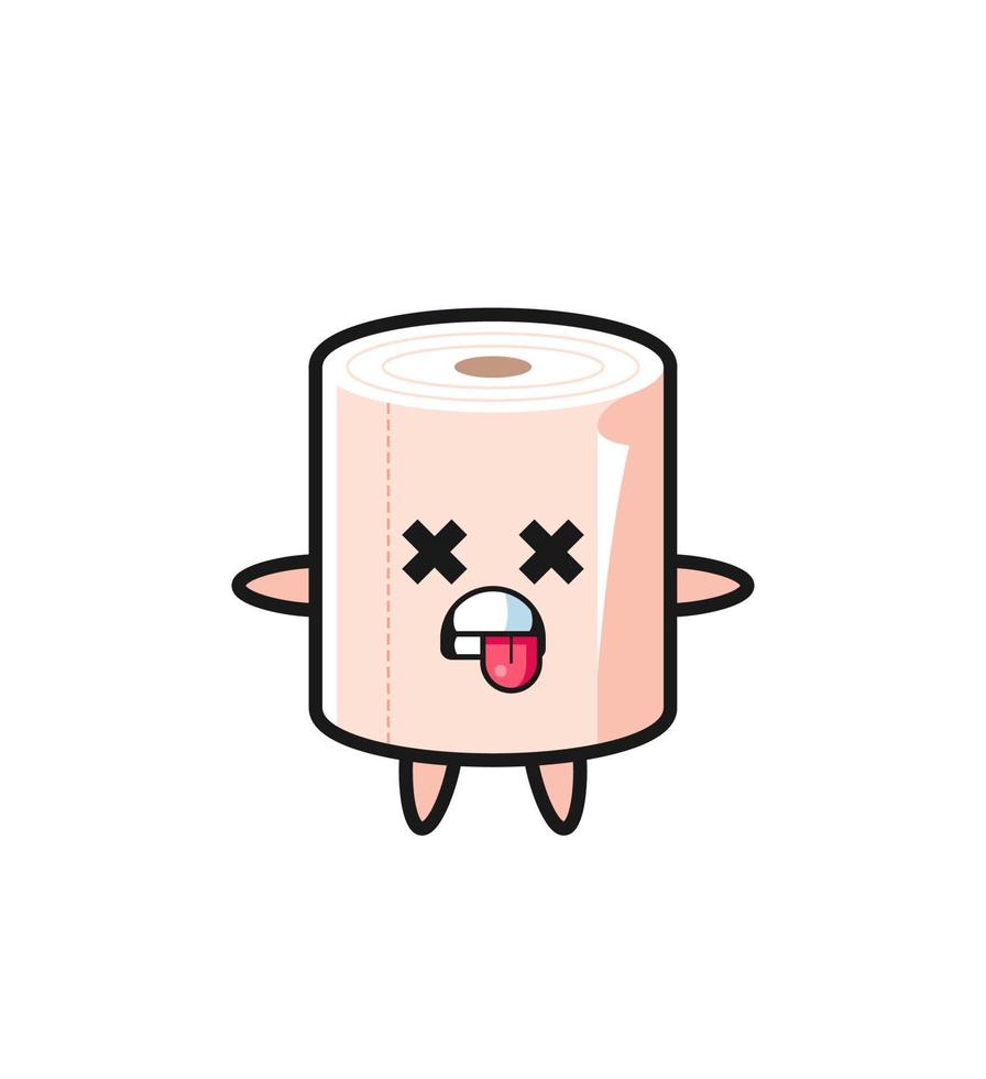 character of the cute tissue roll with dead pose vector