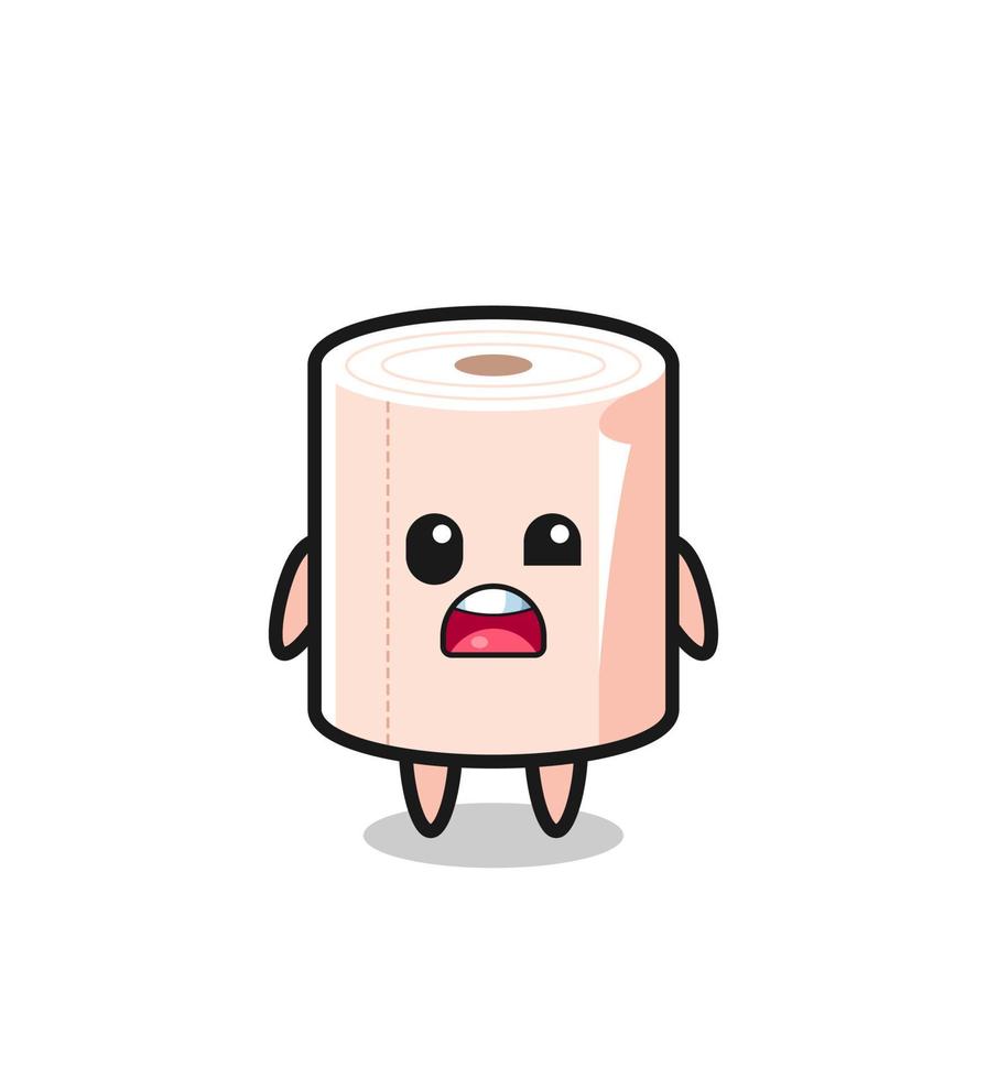 the shocked face of the cute tissue roll mascot vector