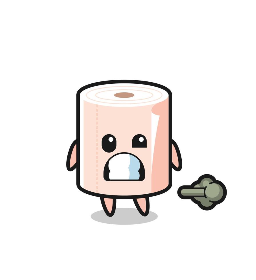 the illustration of the tissue roll cartoon doing fart vector