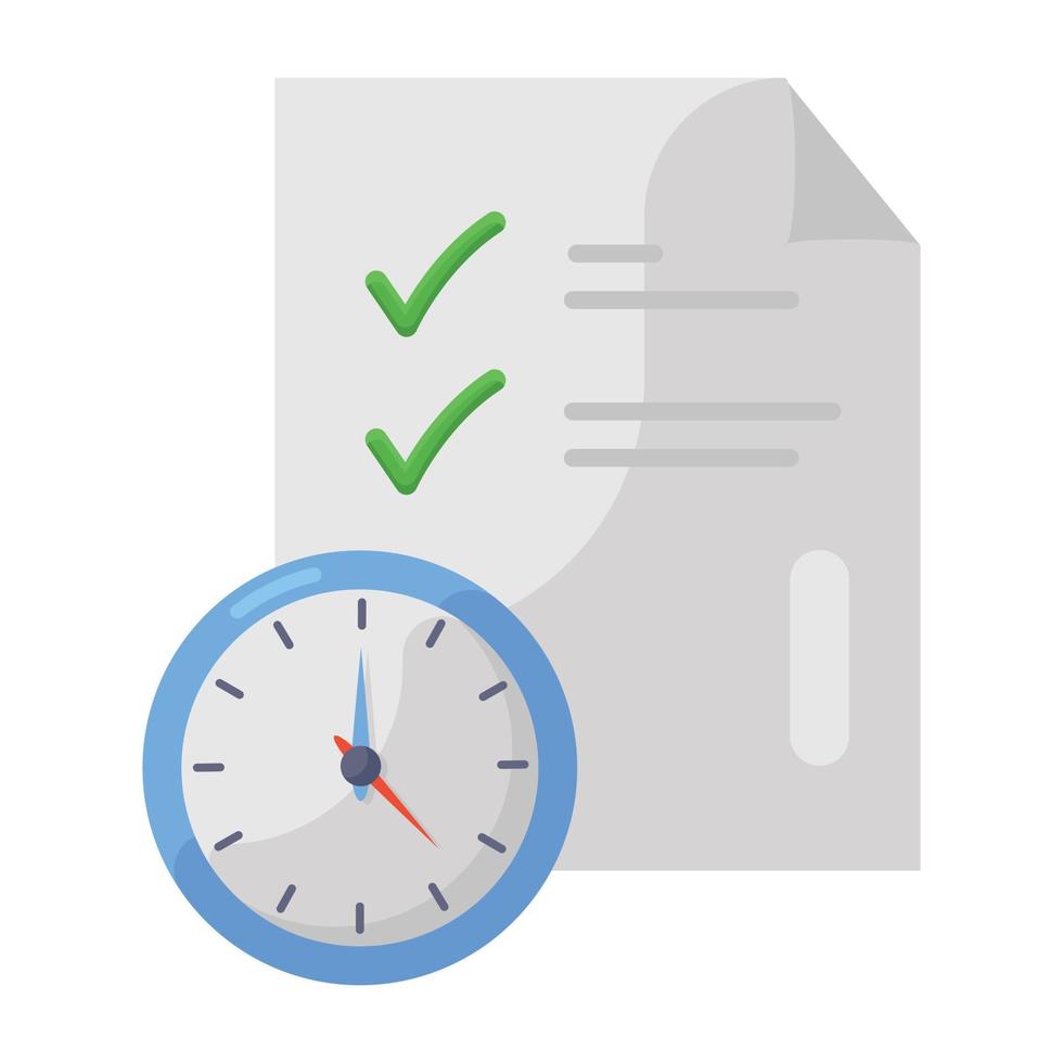 Folded paper with clock symbolizing project deadline icon vector