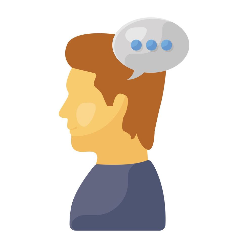 Icon of user chat setting in flat style, gear inside chat bubble with person vector