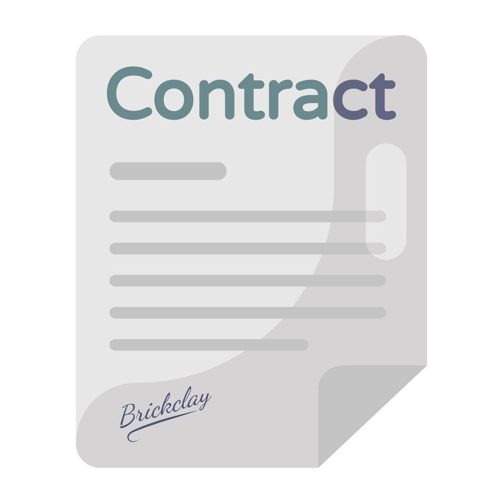 Business contract icon in flat editable vector