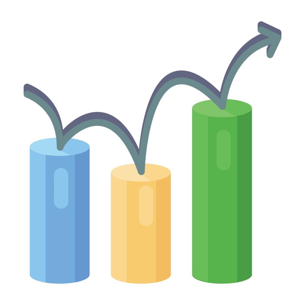 Editable design of columns chart icon vector