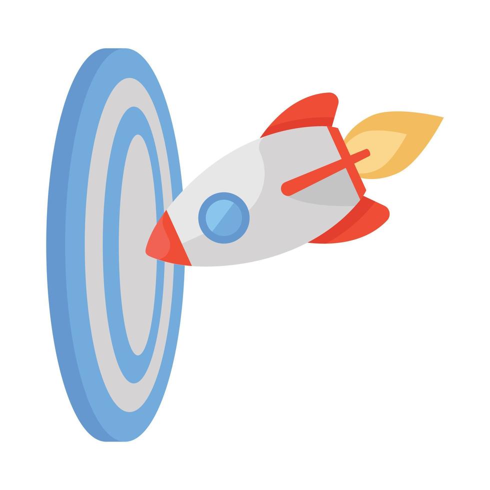 Rocket explode with dartboard, concept of hitting target icon vector