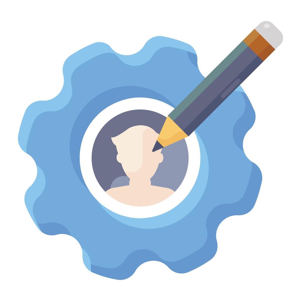 Person inside gear with depicting edit profile icon vector