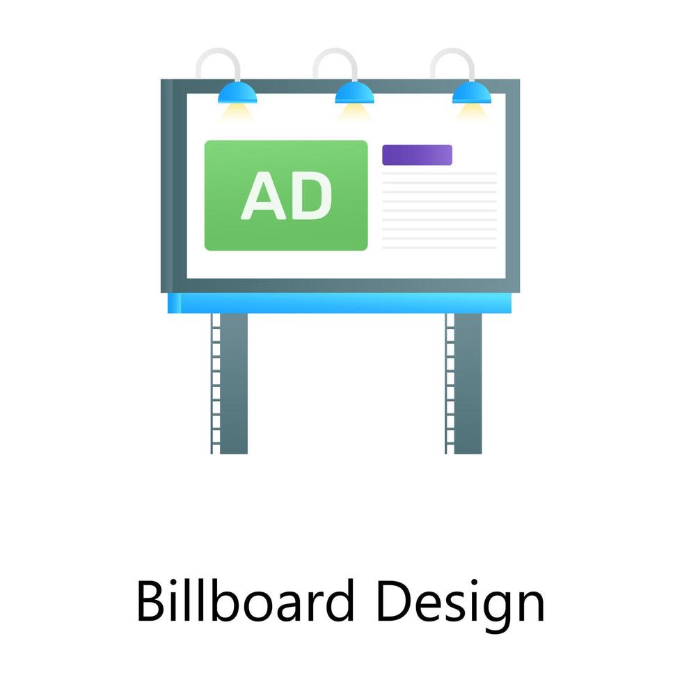Icon concept of billboard design in trendy editable gradient vector