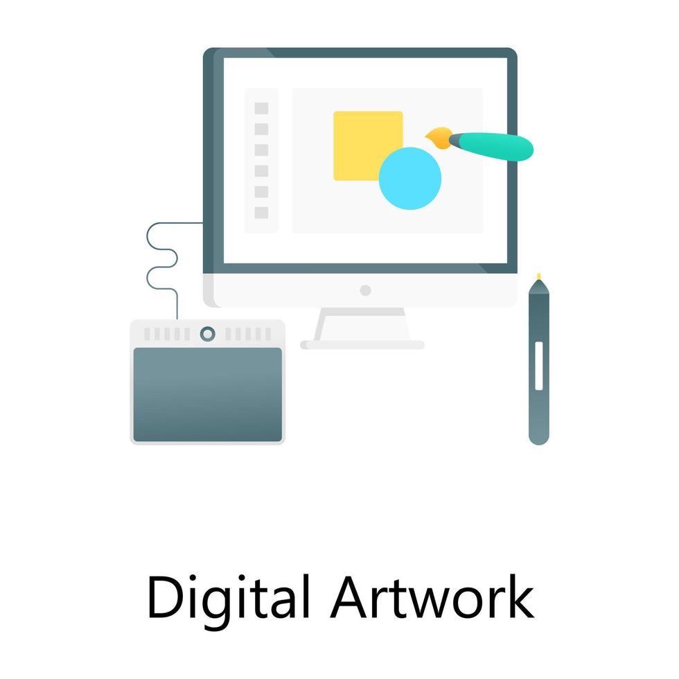 Computer graphics or digital artwork icon in flat concept gradient design vector