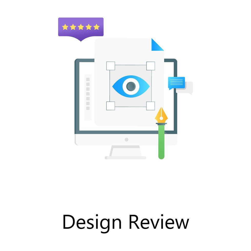 Eye with design tools, design review flat gradient concept icon vector