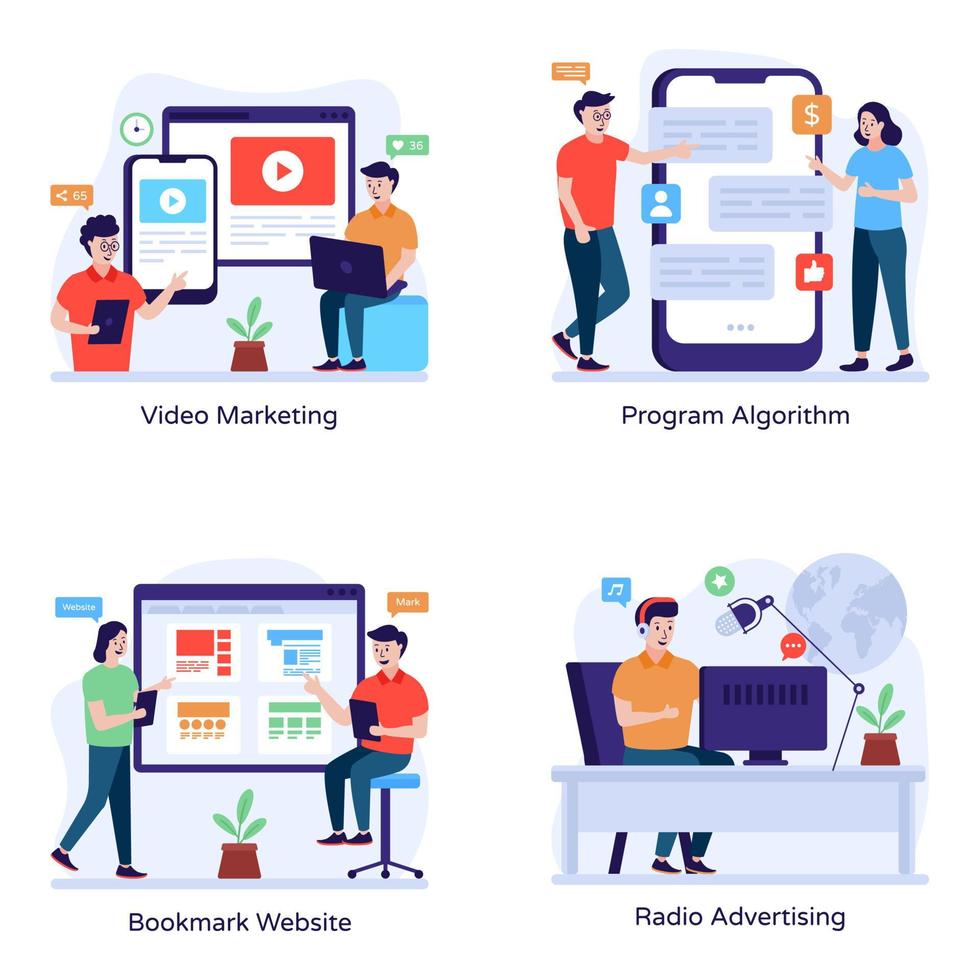 Media Marketing Illustrations - Characters illustrations vector