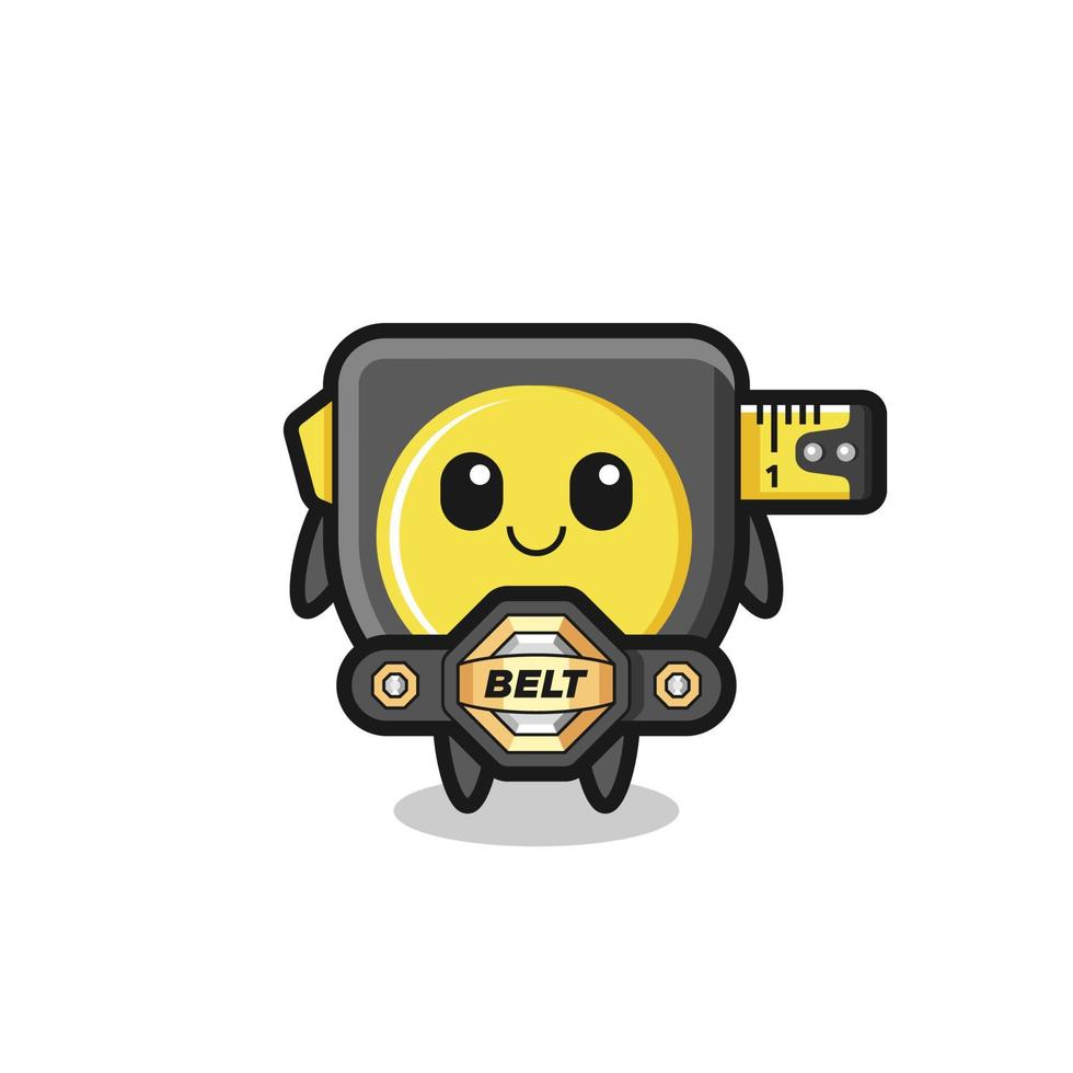 the MMA fighter tape measure mascot with a belt vector