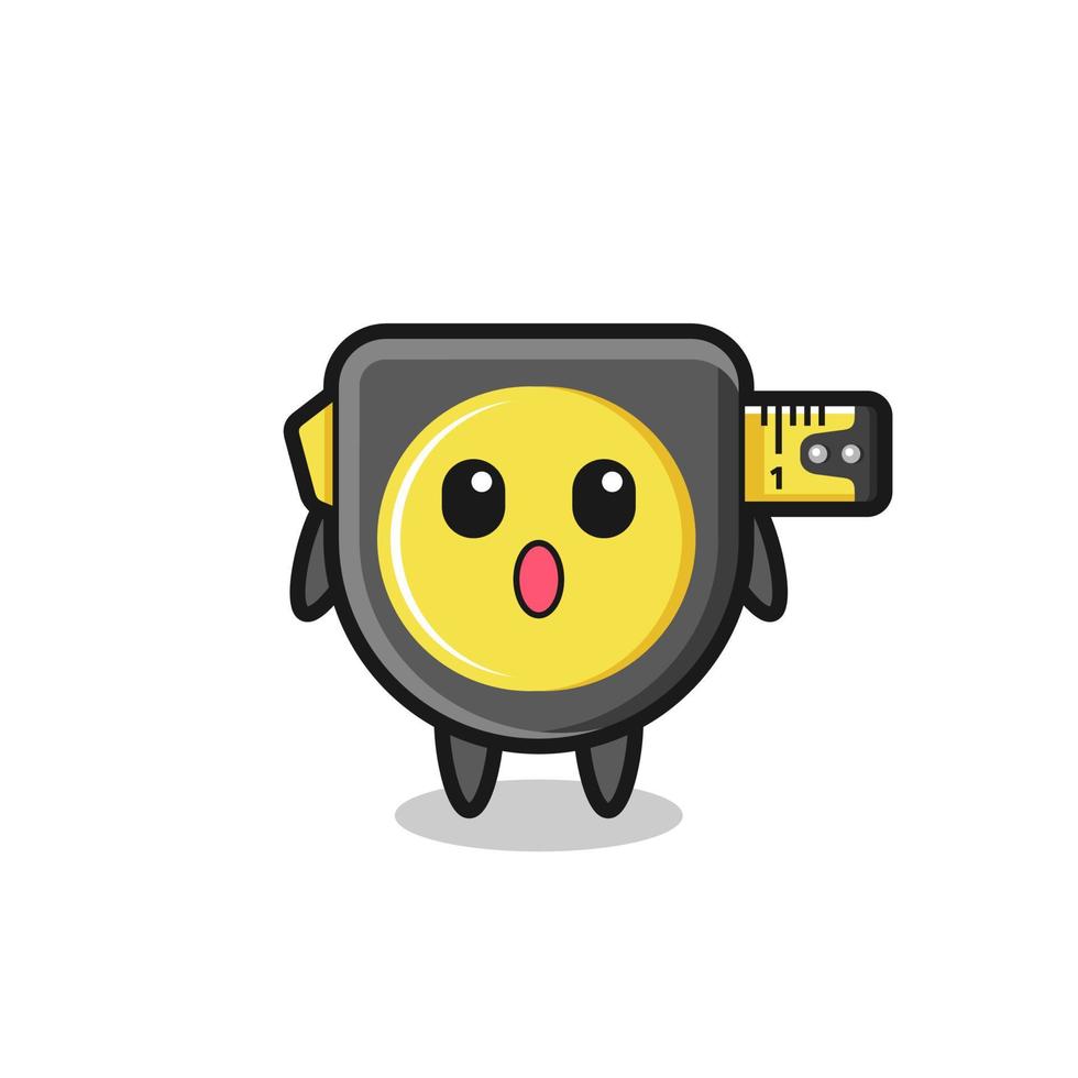 the amazed expression of the tape measure cartoon vector