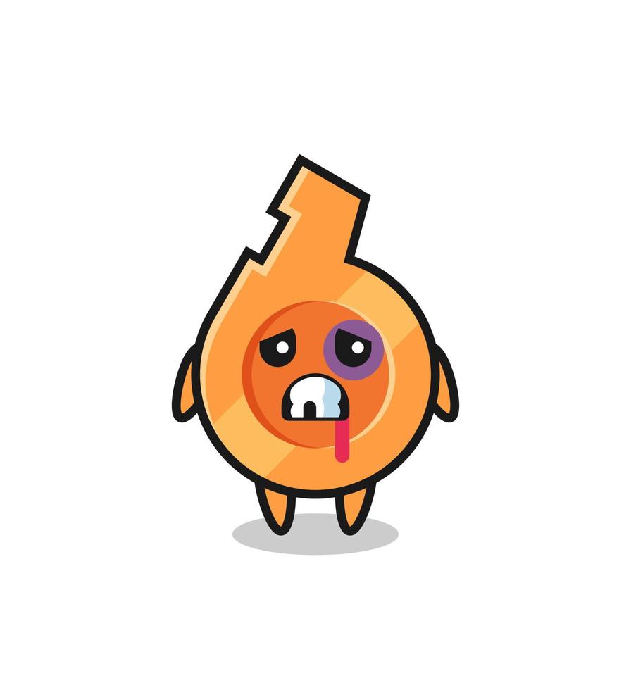 injured whistle character with a bruised face vector