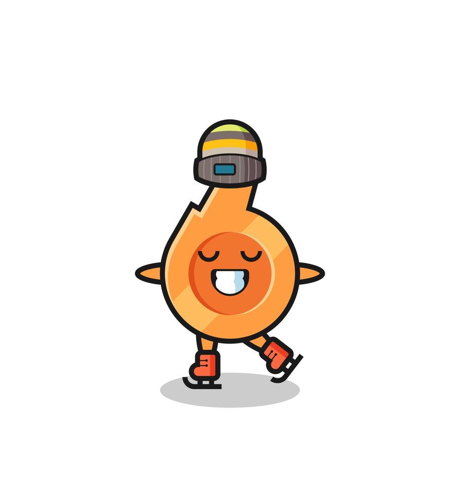 whistle cartoon as an ice skating player doing perform vector