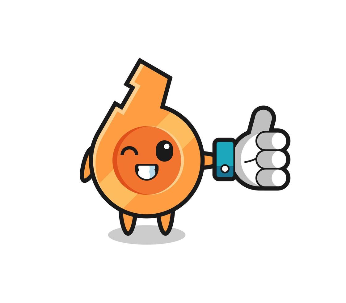cute whistle with social media thumbs up symbol vector