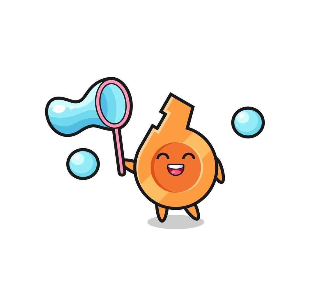 happy whistle cartoon playing soap bubble vector