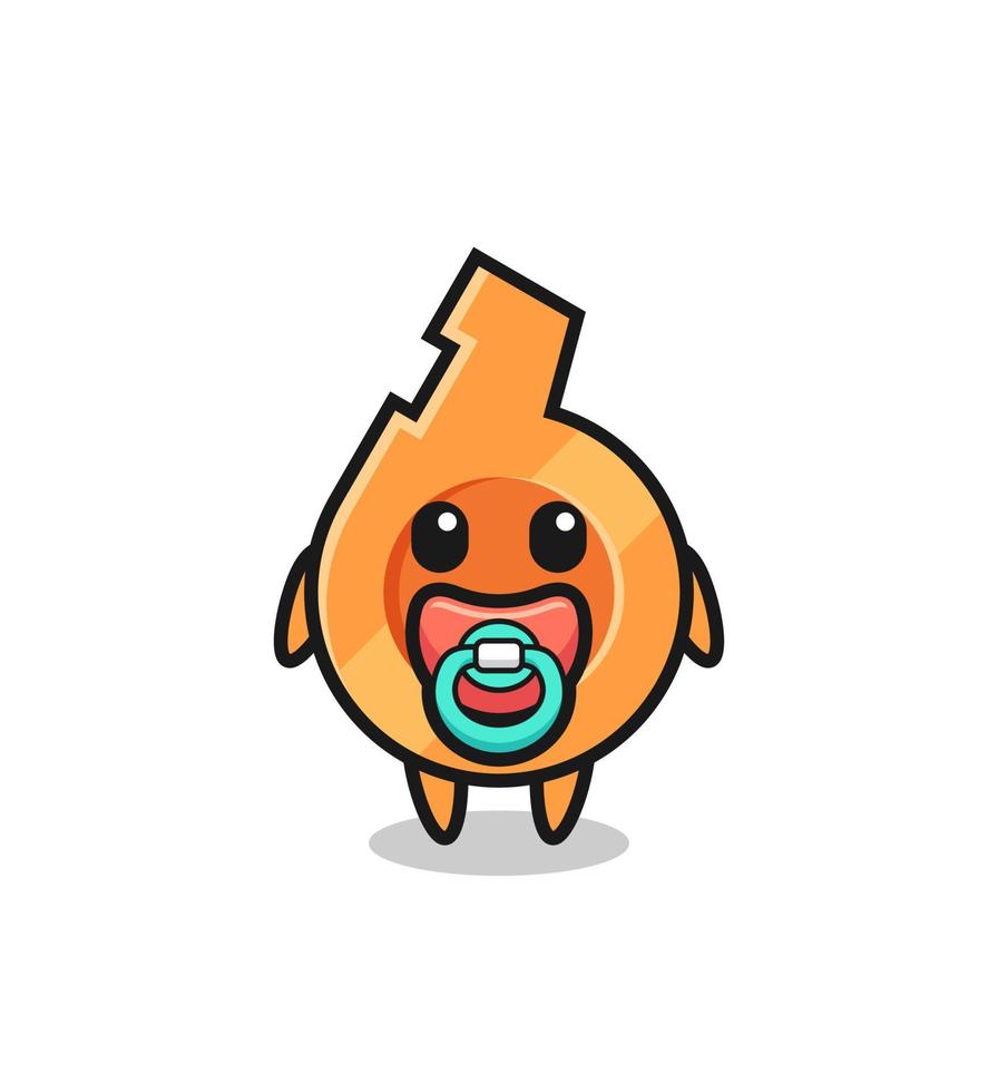 baby whistle cartoon character with pacifier vector