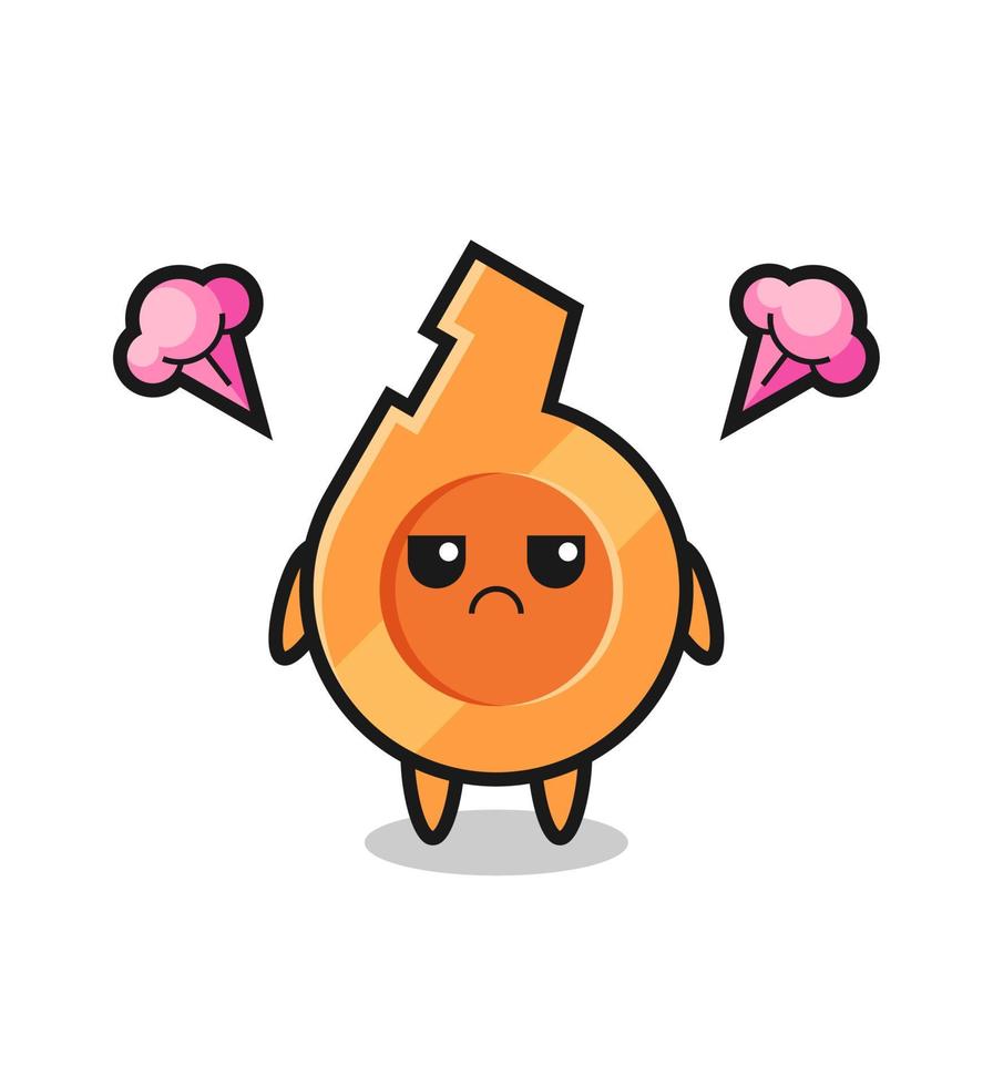 annoyed expression of the cute whistle cartoon character vector