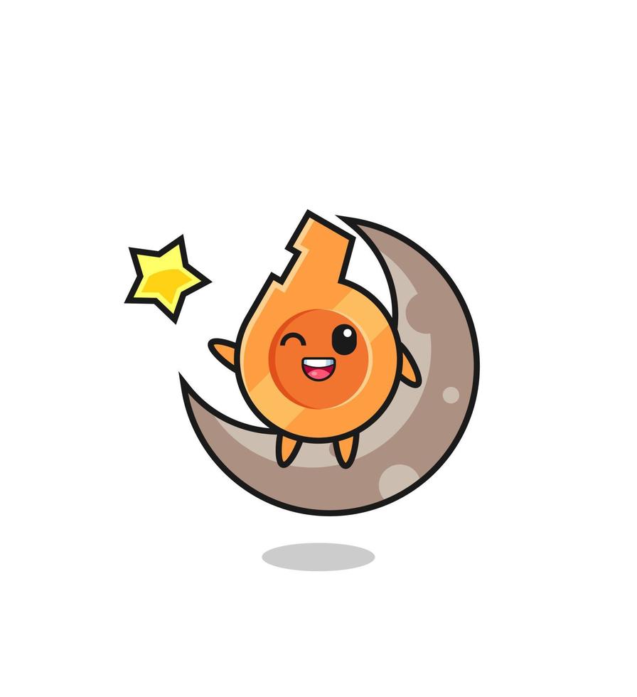 illustration of whistle cartoon sitting on the half moon vector