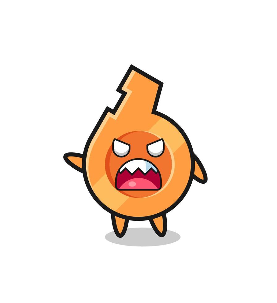 cute whistle cartoon in a very angry pose vector