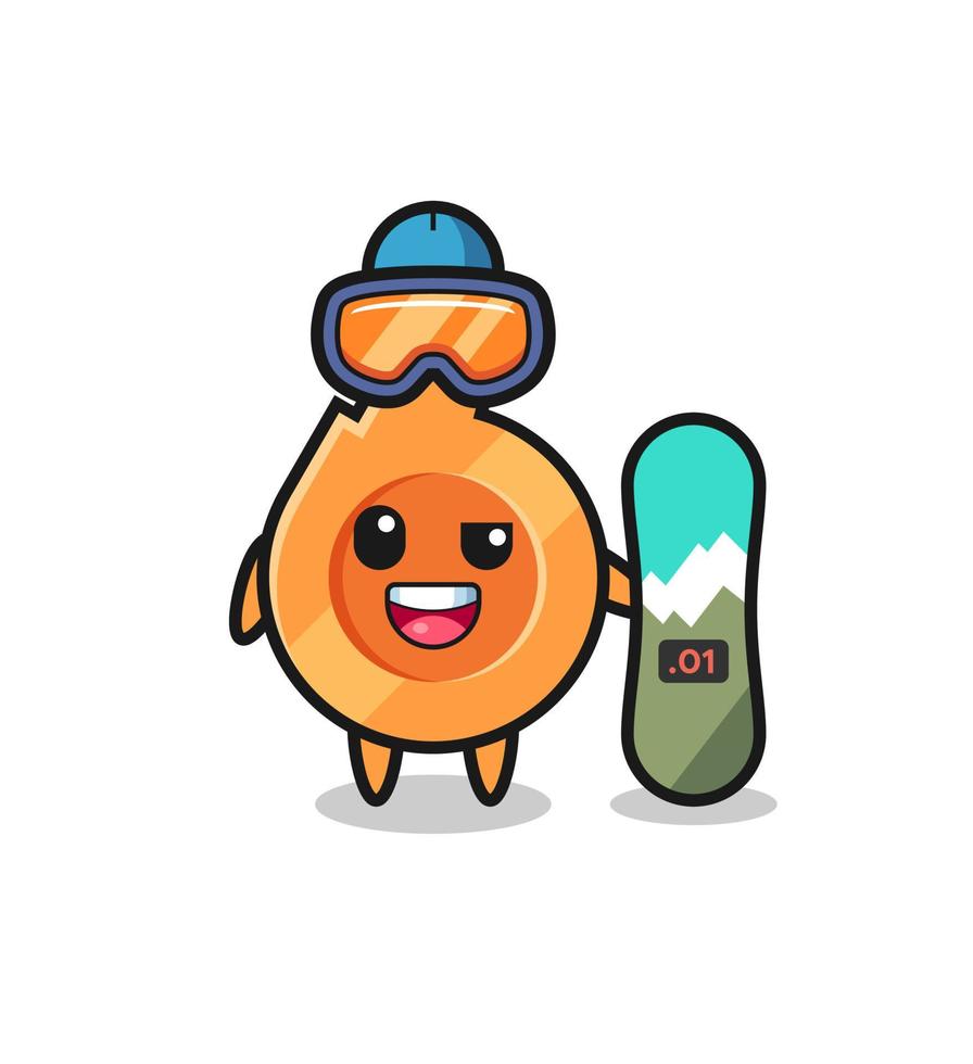 Illustration of whistle character with snowboarding style vector