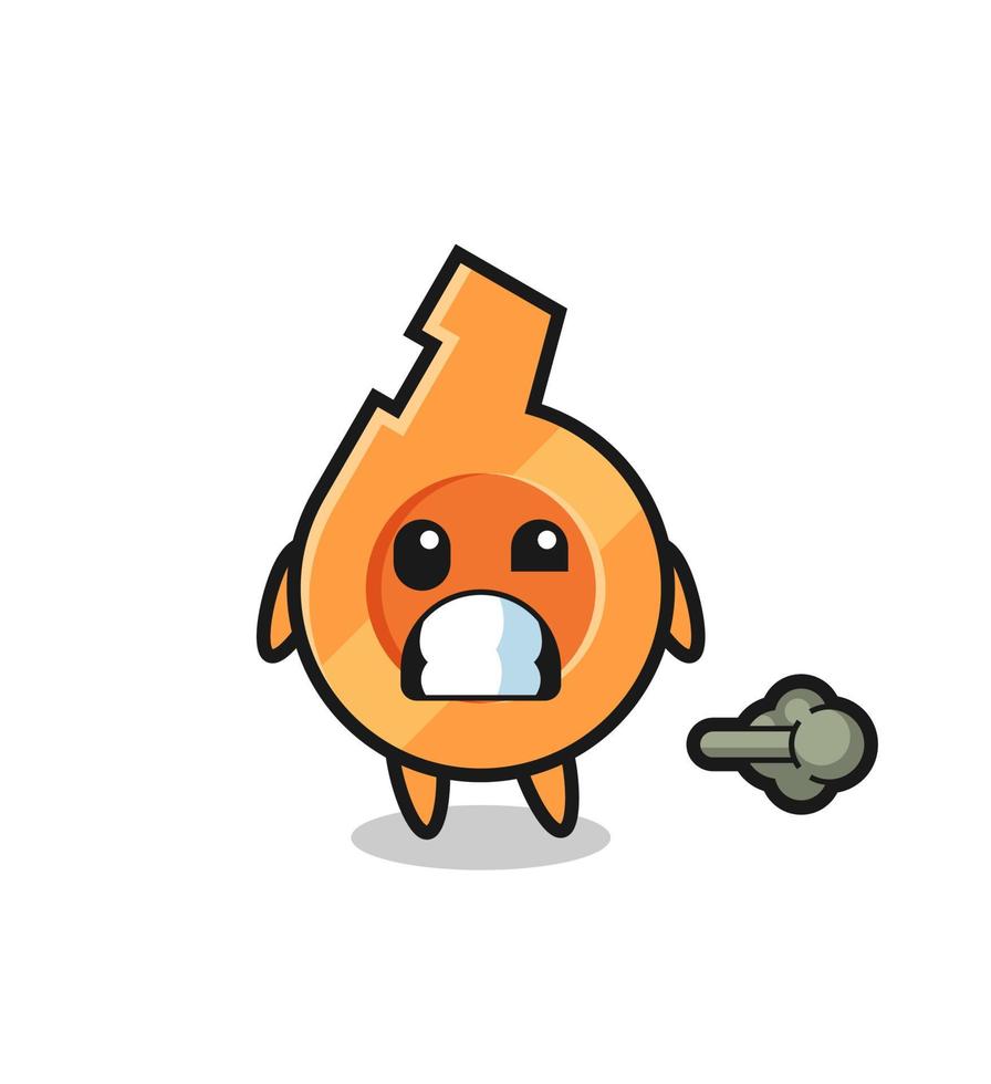 the illustration of the whistle cartoon doing fart vector