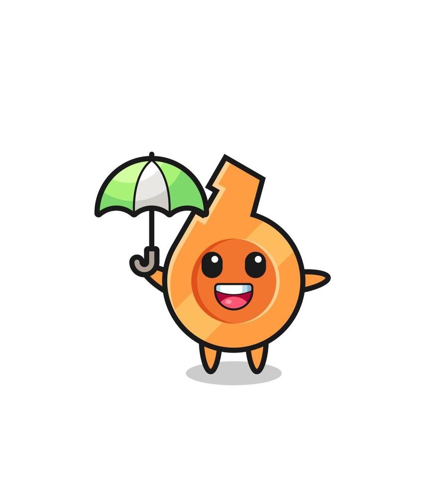 cute whistle illustration holding an umbrella vector