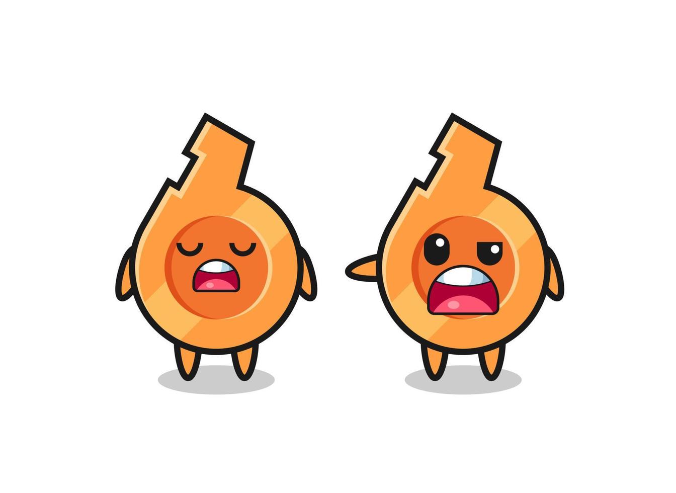 illustration of the argue between two cute whistle characters vector