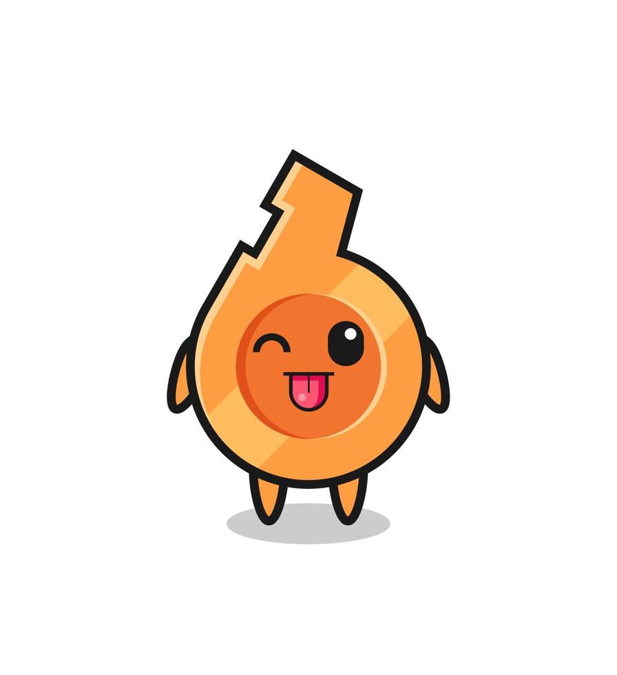 cute whistle character in sweet expression while sticking out her tongue vector