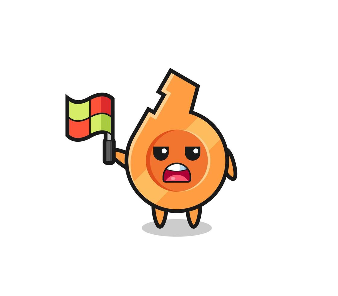 whistle character as line judge putting the flag up vector