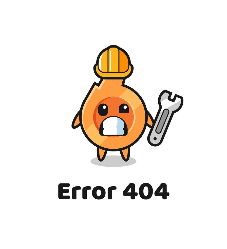 error 404 con la simpática mascota del silbato vector