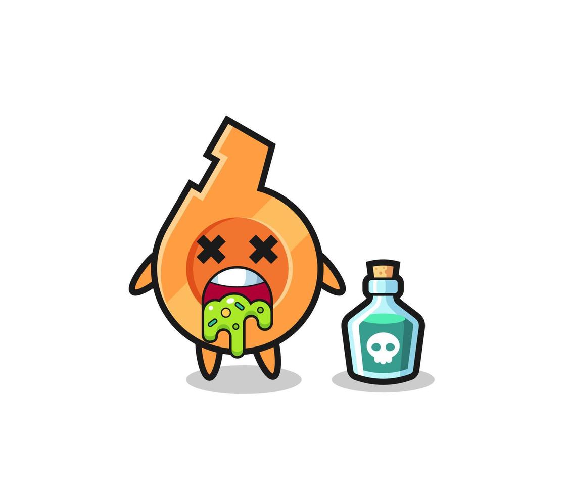 illustration of an whistle character vomiting due to poisoning vector
