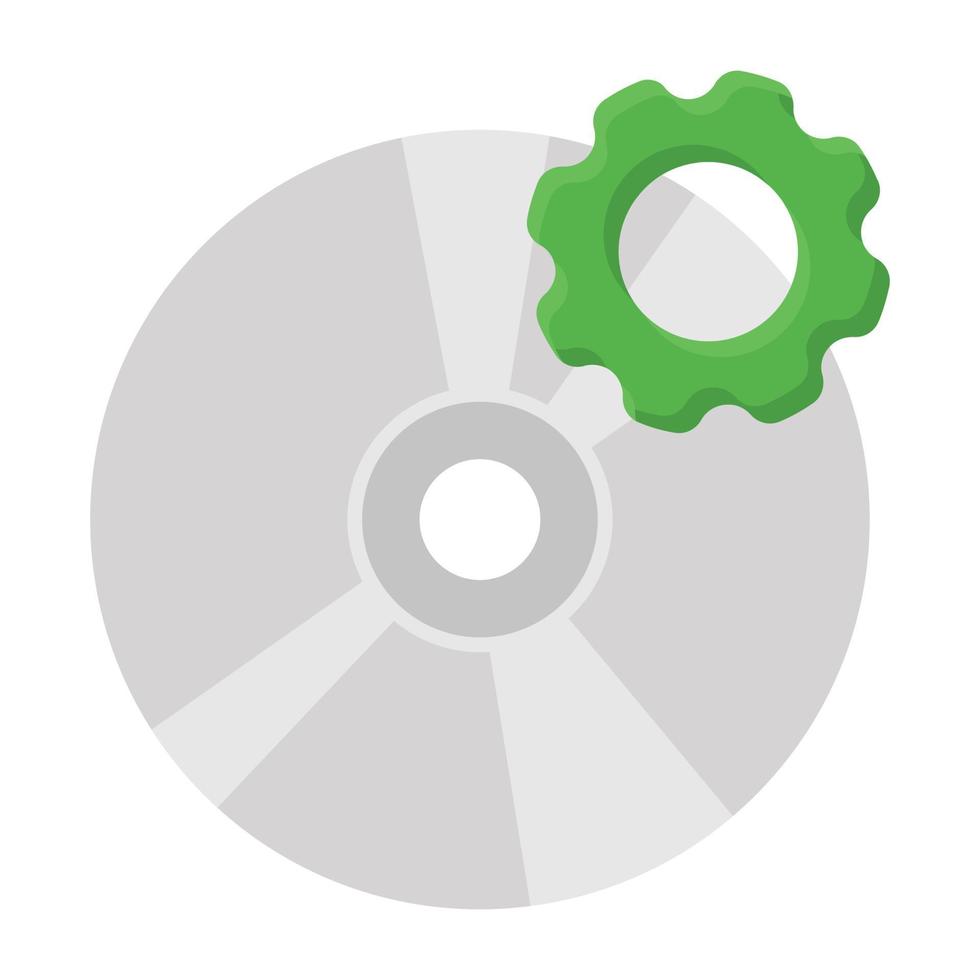 Disc with gear showcasing cd install concept icon vector