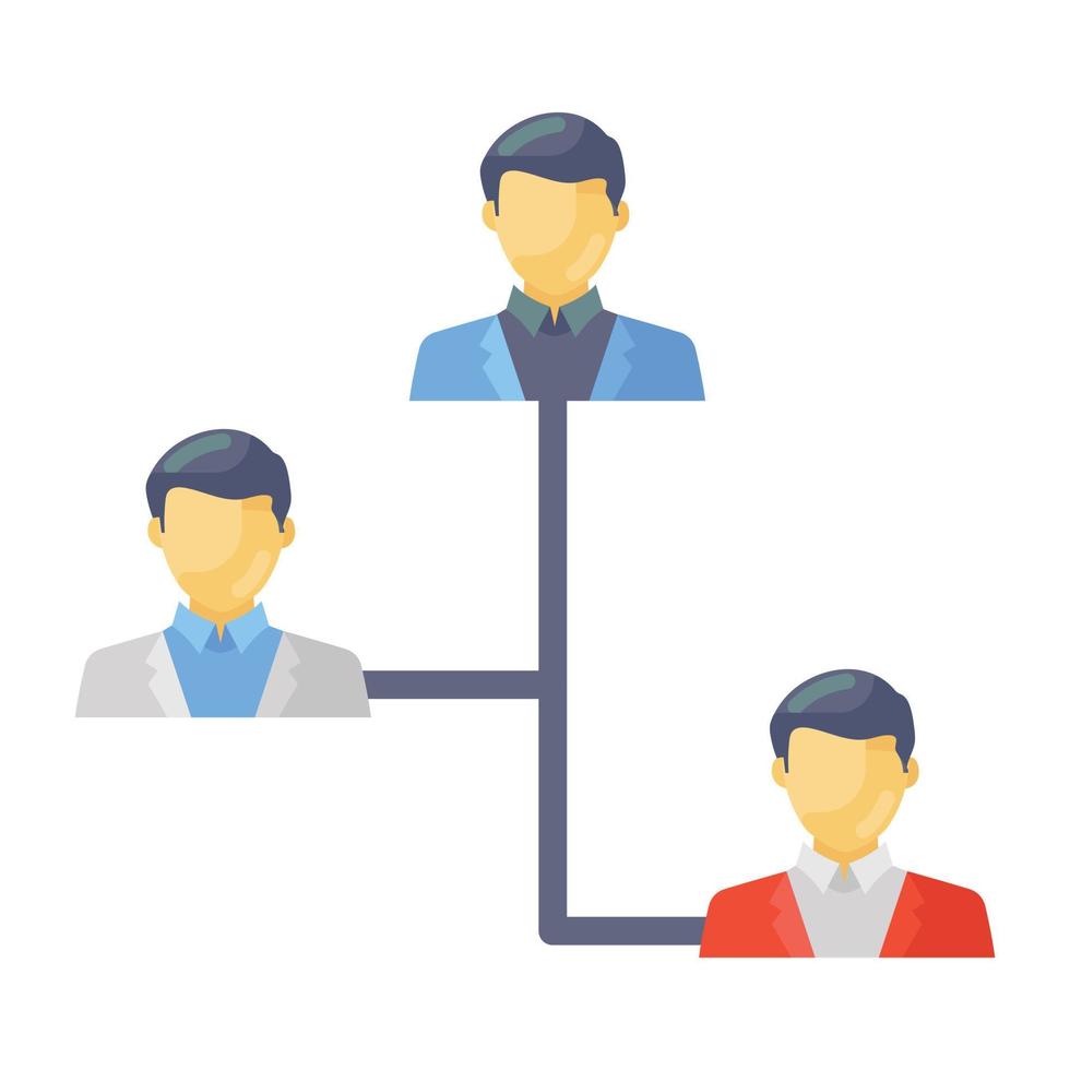 An icon of team network, leadership in flat editable style vector