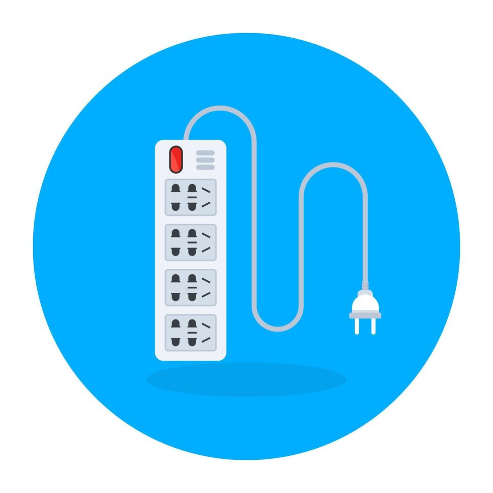 Power supply via extension cord flat icon vector