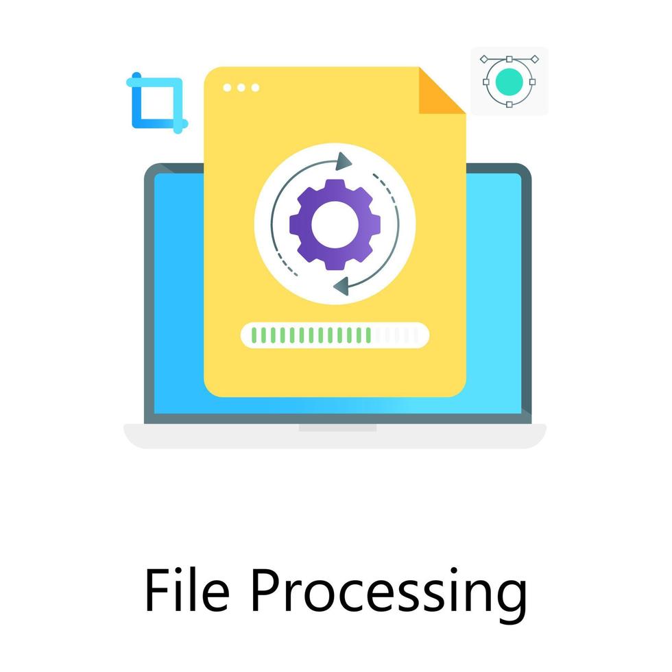 Gear over page, file processing flat gradient concept icon vector