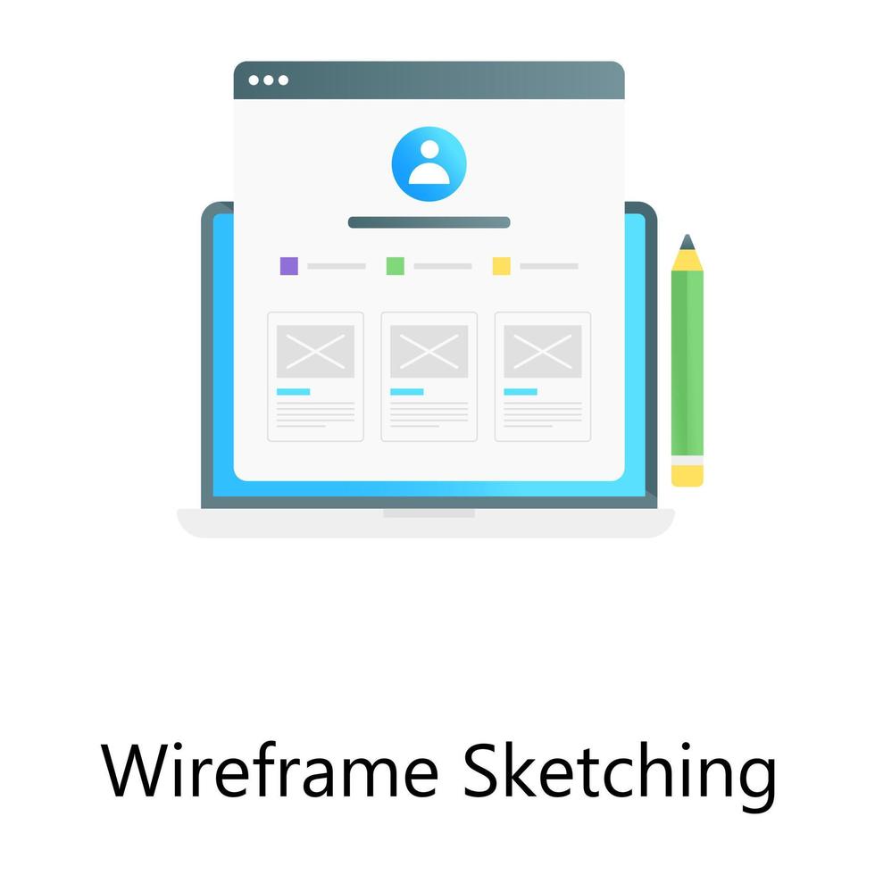 Conceptual flat gradient vector of wireframe sketching
