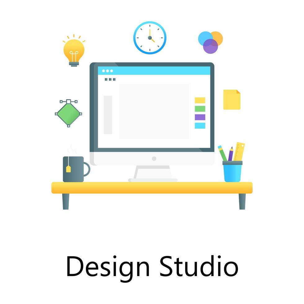 A design studio concept icon, flat gradient editable vector design