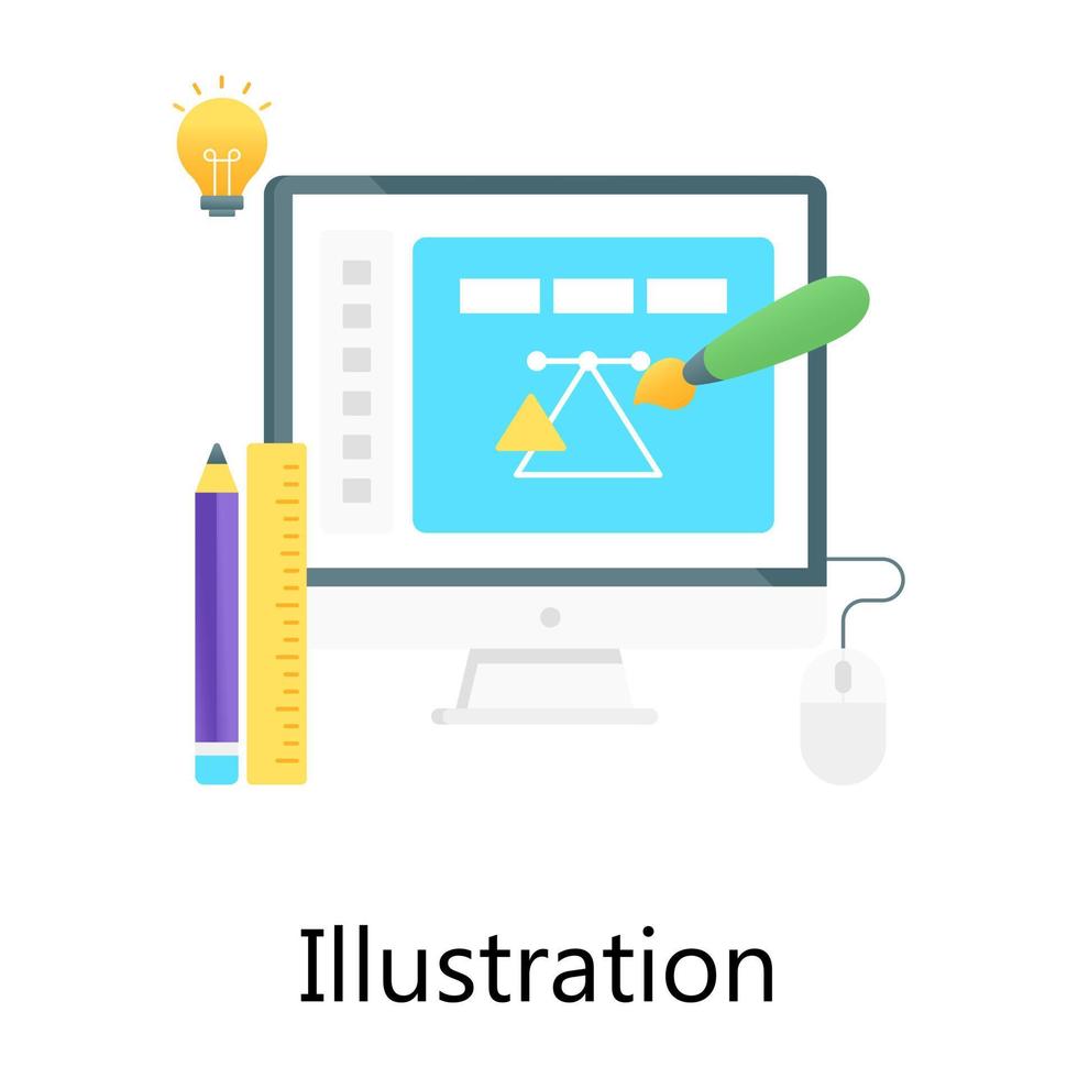 Flat gradient concept icon of illustration designgraphic, design, digital, vector, graphic, vector, icon, gradient, shape, tool, ruler, bulb, gradient vector