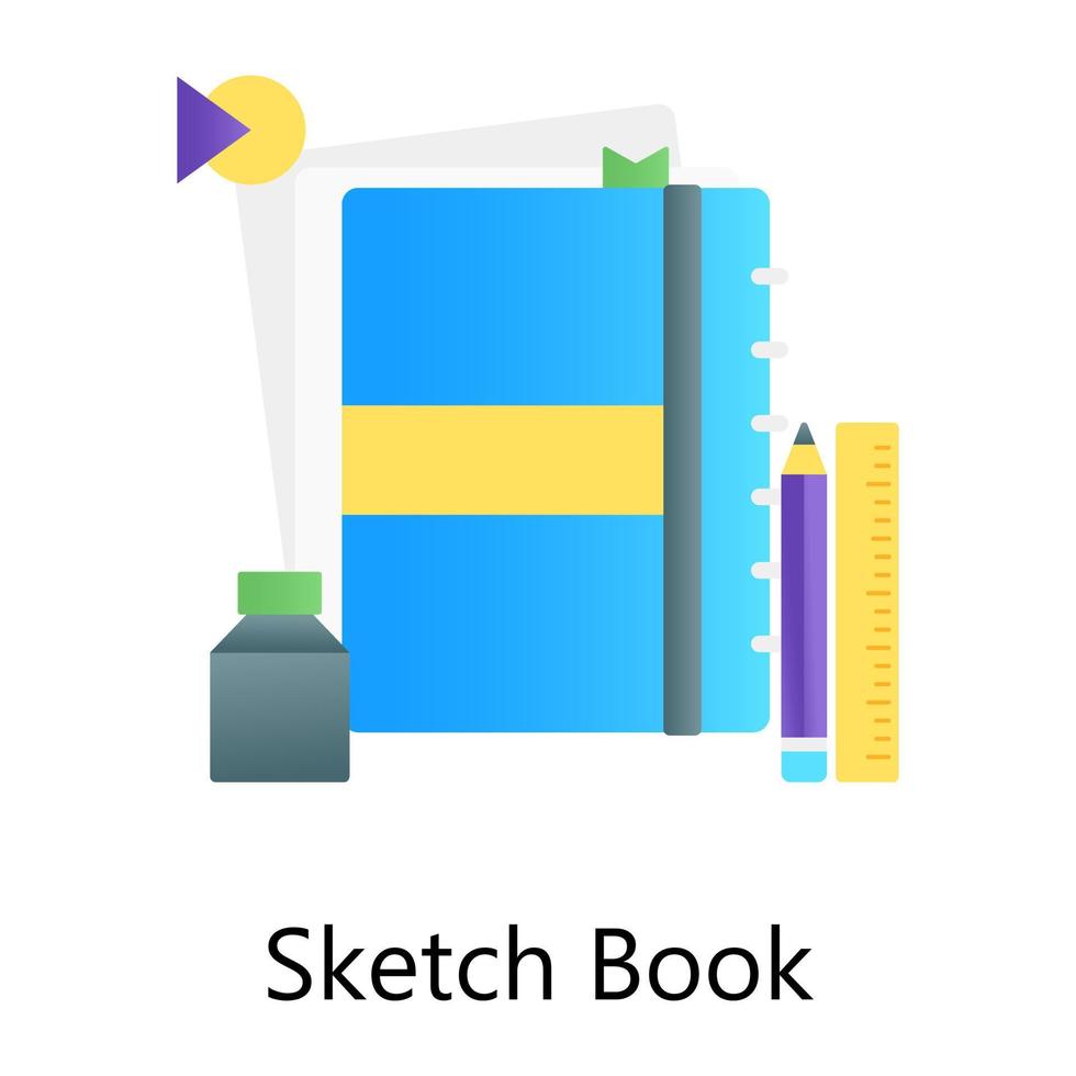 un icono de concepto de gradiente plano perfecto de cuaderno de bocetos vector