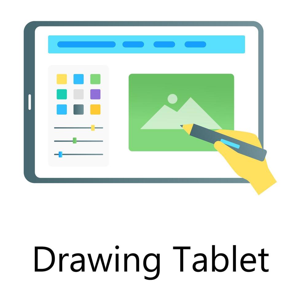 Digital drawing tablet flat gradient concept icon vector