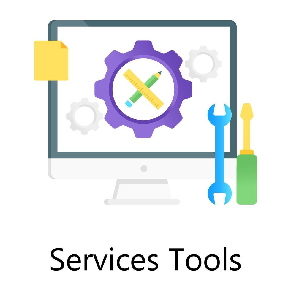 icono de concepto de gradiente plano de herramientas de servicio, destornillador con llave vector