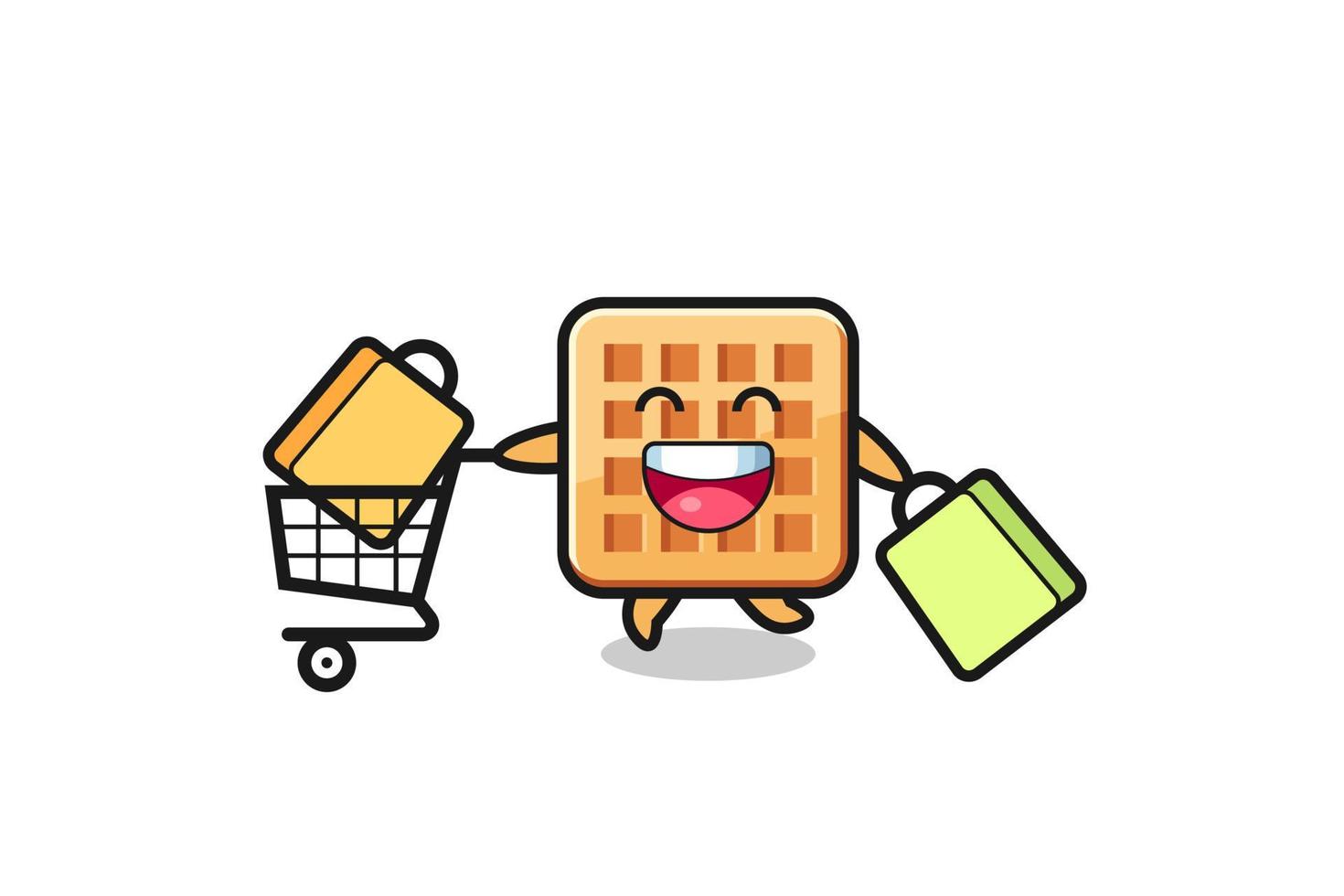 black Friday illustration with cute waffle mascot vector